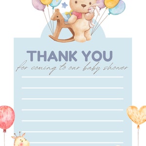 Carta de agradecimiento para Baby Shower