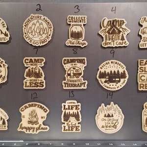 Camping laser cut & engraved magnet collection 1