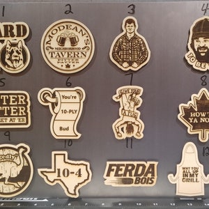 Letterkenny laser cut wood magnet collection