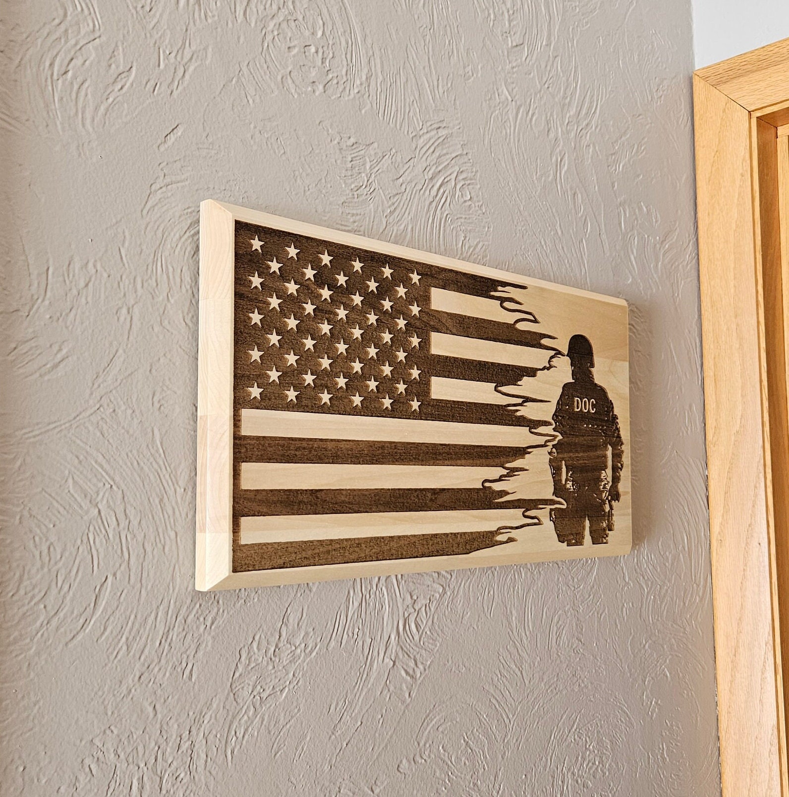 Doc Flag Department of Corrections (DOC) Tattered Flag Hand Crafted Laser ...