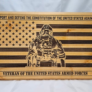 Veteran oath of service hand crafted laser engraved Wall Decor