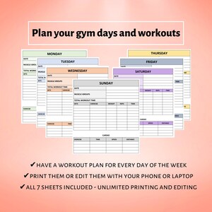 Workout Tracker in PDF Format | Exercise Log Template | Workout ...
