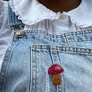 Mushroom plastic shrink pin | shrink plastic | cottage-core pin | mushroom lover theme decorative pin for tote bag and pockets/ multicolor