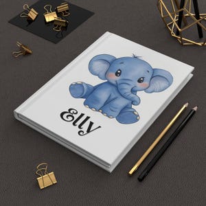 Carnet cartonné personnalisé bébé éléphant, joli carnet pour enfants, cadeau pour les nouveaux parents, baby shower, fête d'enfants, journal souvenir