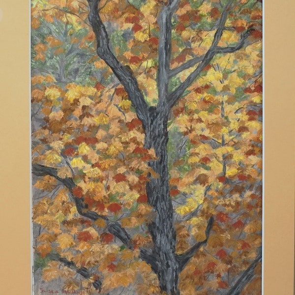 Bigleaf Maple, Original Soft Pastel Drawing, Fine Art, Matted, Ready to Frame, 14 x 11 inches