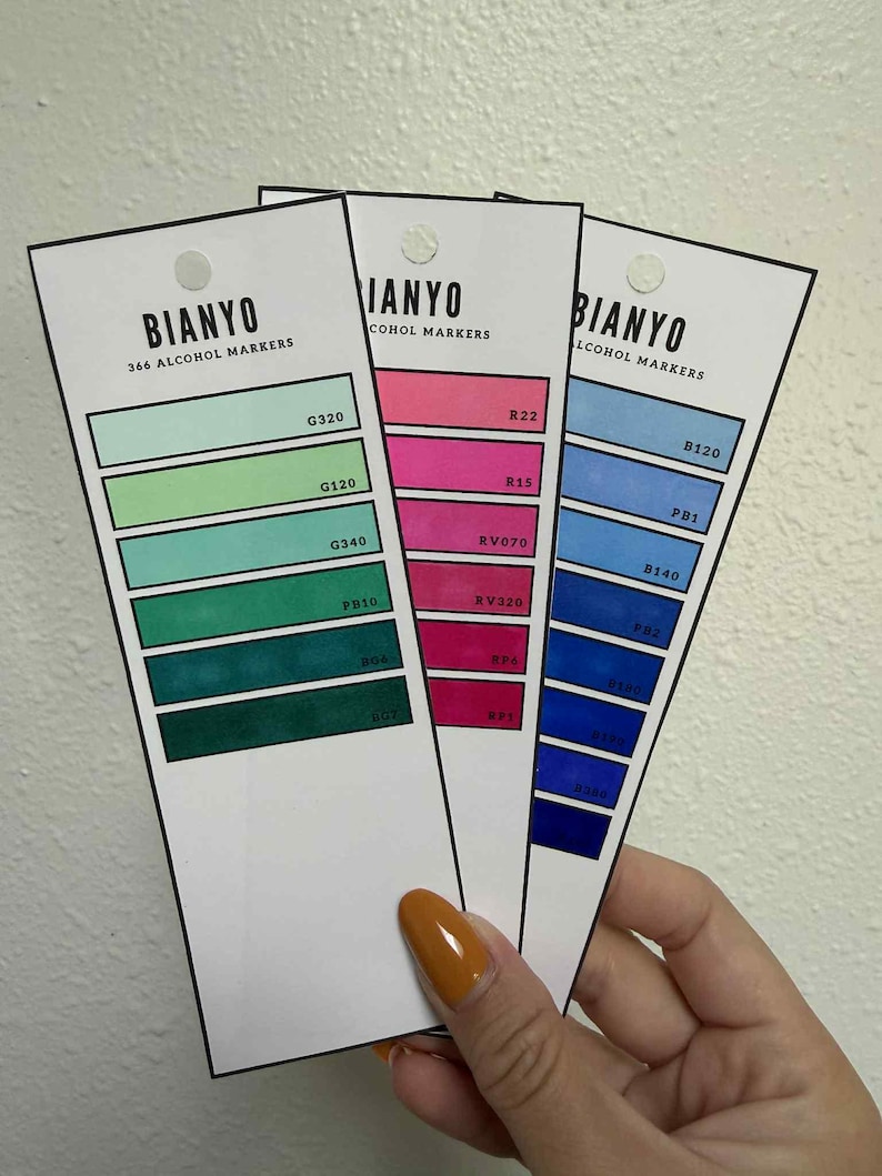 Bianyo 366 Alcohol Markers Chromatic Swatch Chart | Color Coded | Color ...