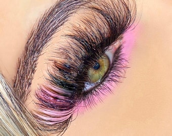 BARBIE | Pink Color Lashes | 1 Tone Pink Lashes | Colored Strip Eyelashes | Mink Lashes | 25mm Lashes