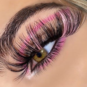 PRINZESSIN | 2 Ton rosa Wimpern | Farbige Streifen Wimpern | 25mm Wimpern | Farbe Wimpern
