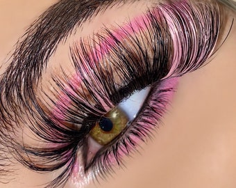 PRINCESS | 2 Tone Pink Color Lashes | Colored Strip Eyelashes | 25mm Lashes | Color Lashes