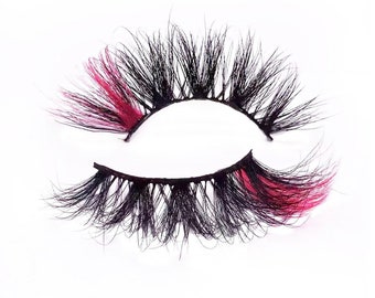 BOMBSHELL | Hot Pink Color Lashes | 1 Tone Hot Pink Lashes | Strip Lashes | Eyelashes | Wispy Lashes | 25mm
