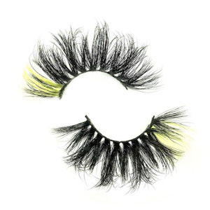 QUEEN B | Yellow Color Lashes | 1 Tone Yellow Lashes | Strip Lashes | Eyelashes | Falsies | Wispy Lashes | Colored Eyelashes With Yellow