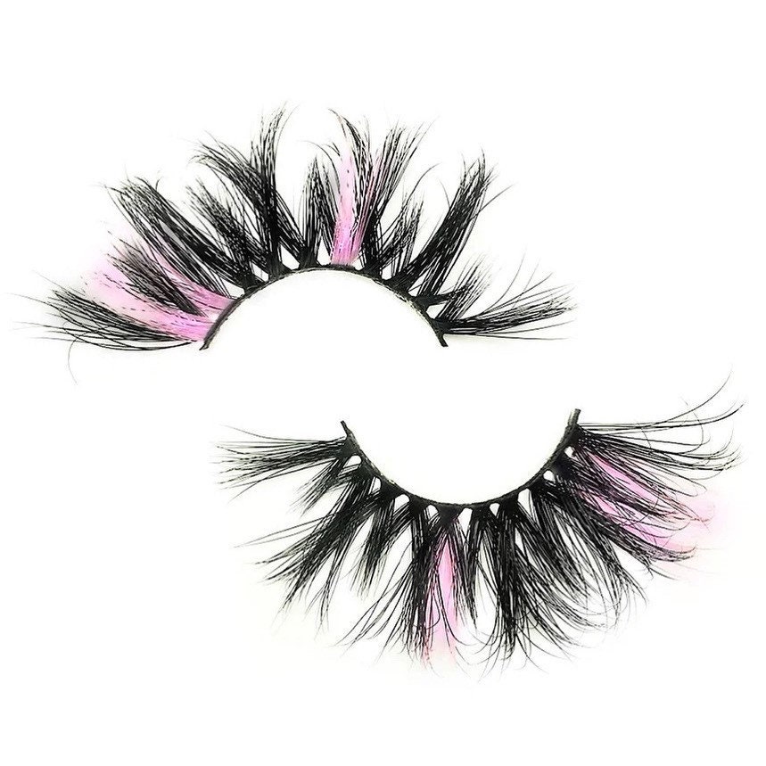 BADDIE | Pink 2 Tone Color Lashes | Strip Lashes | Wispy Lashes | Eyelash Extensions | 25mm Lashes