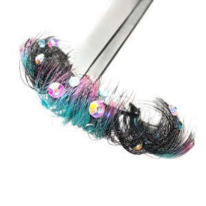 MERMAID | Blue Purple Ombré Color Lashes With Rhinestones | Fluffy Mega Curl Strip Lashes | False Eyelashes | 15mm-18mm Colored Lashes