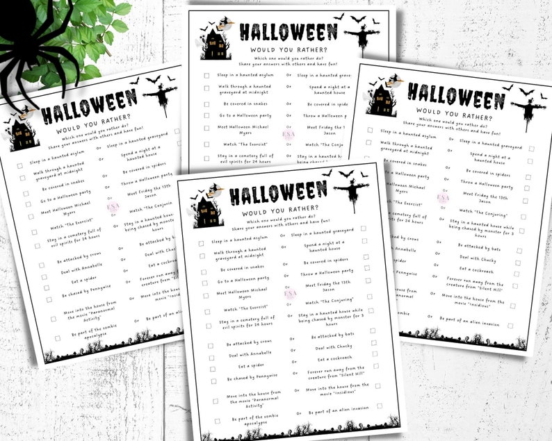 Would You Rather Printable Game, Spooky Halloween Party Game, Halloween Activity for Kids, Halloween This or That image 6