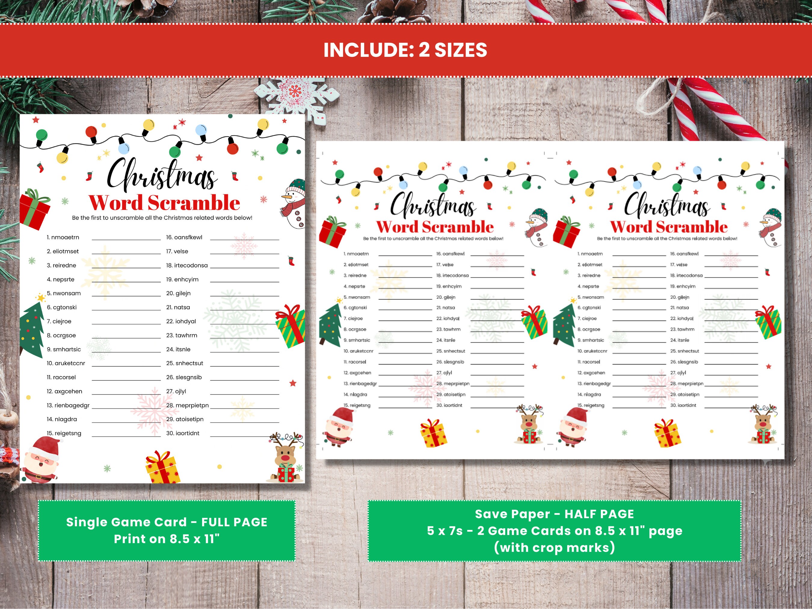 Christmas Word Scramble, Printable Christmas Word Scramble, Christmas ...