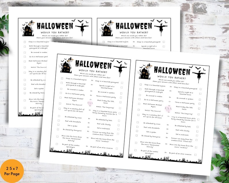 Would You Rather Printable Game, Spooky Halloween Party Game, Halloween Activity for Kids, Halloween This or That image 4