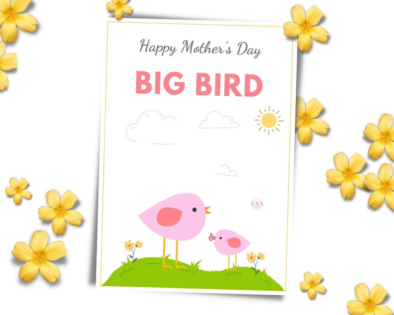 Printable Mother's Day Card, Happy Mother's Day Big Bird Printable Card