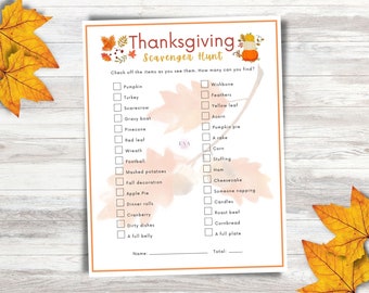 Scavenger Hunt Thanksgiving Game, Printable Scavenger Hunt Game, Thanksgiving Scavenger Hunt Printable, Scavenger Hunt for Kids and Adults