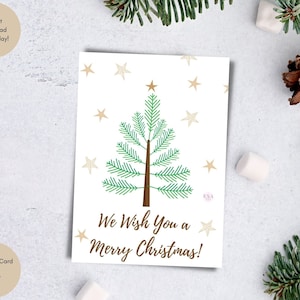 Printable Christmas Tree Card: We Wish You A Merry Christmas (Digital Download)