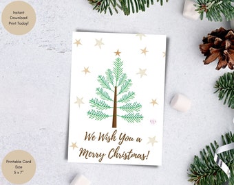 Christmas Card Template, Christmas Card We Wish You A Merry Christmas Card Printable, Christmas Tree Card, Christmas Greeting Card