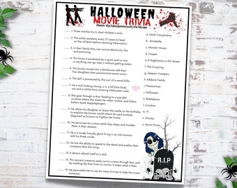 Halloween Movie Trivia Game: Printable Party Activity (PDF)