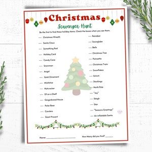 Scavenger Hunt Game | Christmas Scavenger Hunt | Scavenger Hunt for Kids & Adults | Christmas Printable | Christmas Game