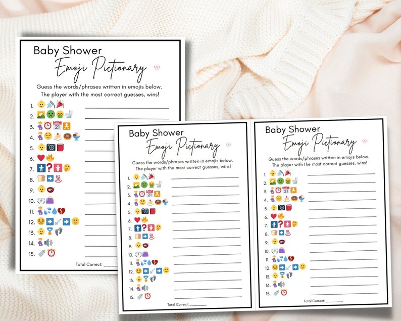 Emoji Baby Shower Game Emoji Pictionary Baby Shower Baby Etsy