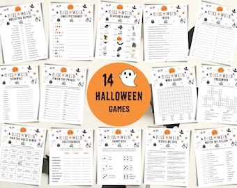 14 Halloween Games Bundle, Halloween Party Games, Halloween Games for Kids, Halloween Games for Adults, Halloween Games Printable