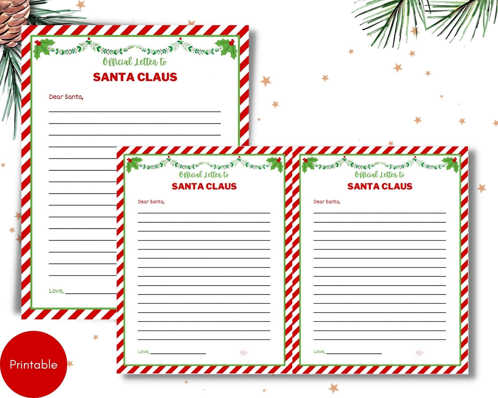Letter to Santa Printable: Kids Christmas Wish List (PDF) - Etsy