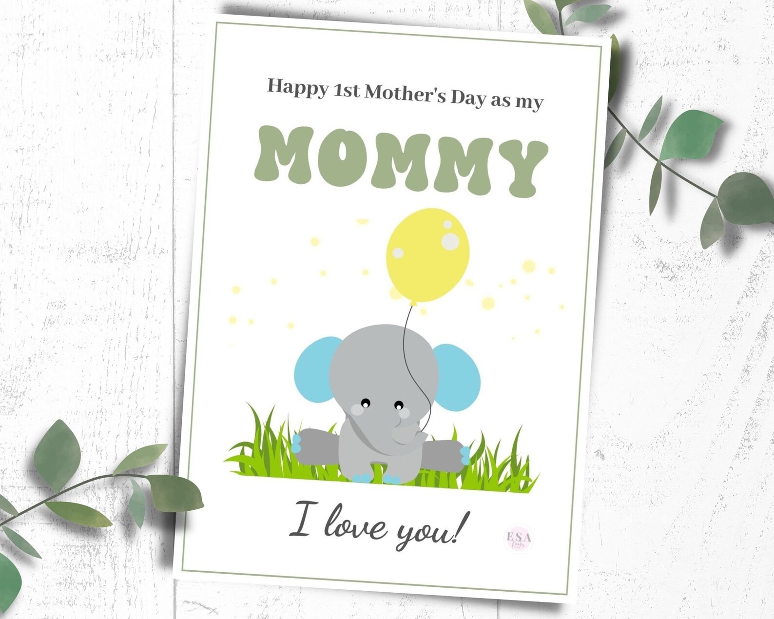 Happy 1st Mother's Day as My Mommy, Printable Mother's Day Card, Happy ...