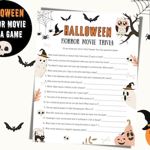 Halloween Horror Movie Trivia Game: Printable Party Activity (PDF)