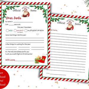 Letter to Santa, Dear Santa Letter, Christmas Wish List, Naughty or Nice Letter, Kids Christmas Activities, Christmas Activities for Kids