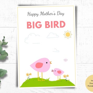 Funny Big Bird Mother&#39;s Day Card (Printable Card)
