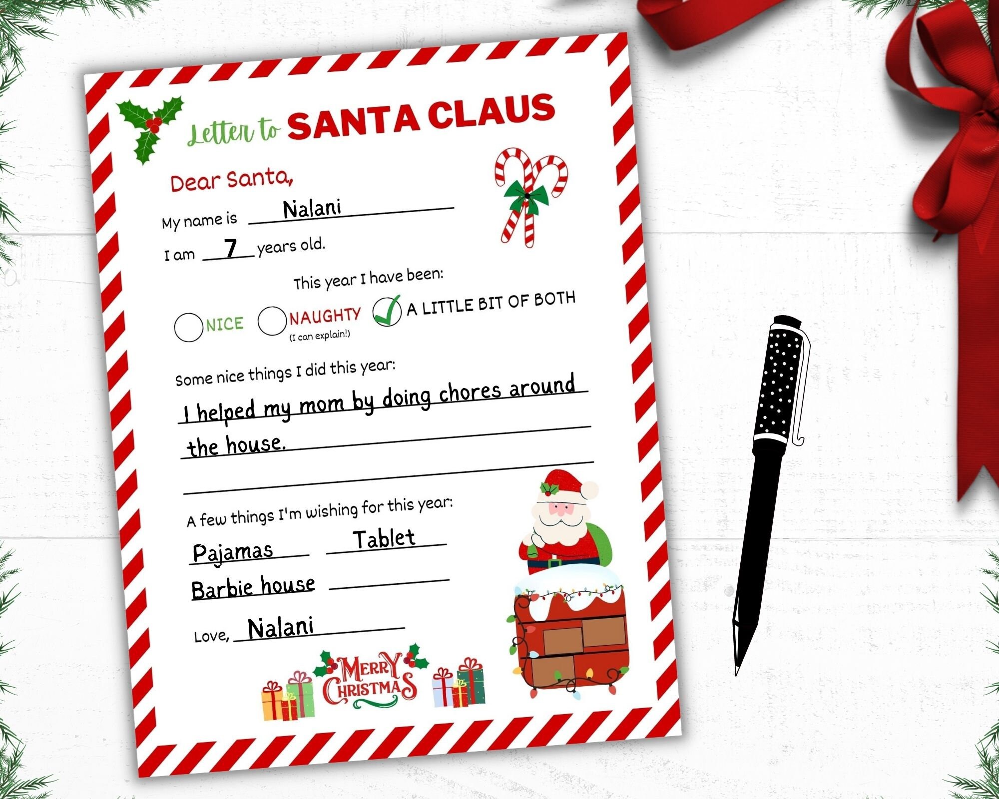 サンタさんへの手紙（印刷可能）：子供向けクリスマスの欲しいもの