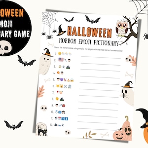 Halloween Emoji Game, Emoji Pictionary Game, Halloween Party Game, Printable Halloween Game