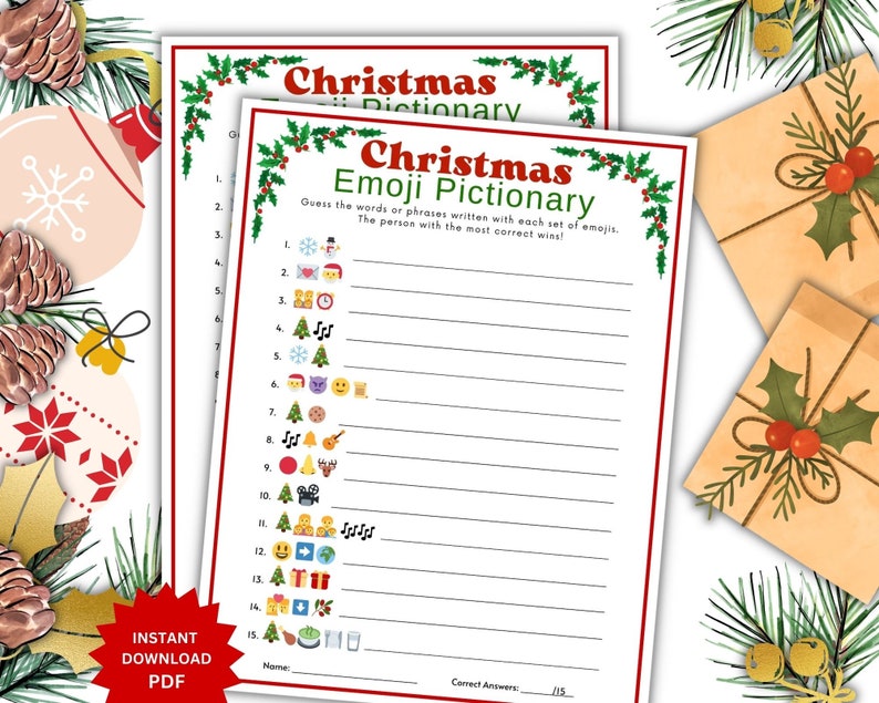 Christmas Emoji Pictionary Game Printable Holiday Party Game - Etsy