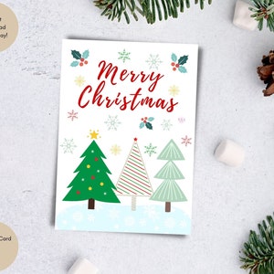 Printable Merry Christmas Card: Holiday Tree Design (Digital Download)