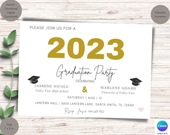 Graduation Party Invitation Template, Fully Editable Graduation Invitation, Printable Invitation