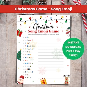 Christmas Emoji Pictionary, Christmas Emoji Game, Christmas Emoji Song, Christmas Song Emoji, Christmas Printable Game, Christmas Party Game