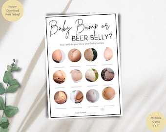Baby Bump or Beer Belly Game: Funny Minimalist Baby Shower (PDF)
