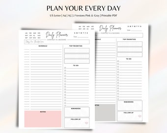 Dagelijkse planner afdrukbaar minimalistisch, dagelijks schema, dagelijkse takenlijst, prioriteit geven aan planner