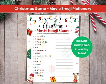 Christmas Movie Emoji Pictionary, Christmas Movie Emoji Game, Printable Christmas Game, Christmas Family Game, Christmas Party Game