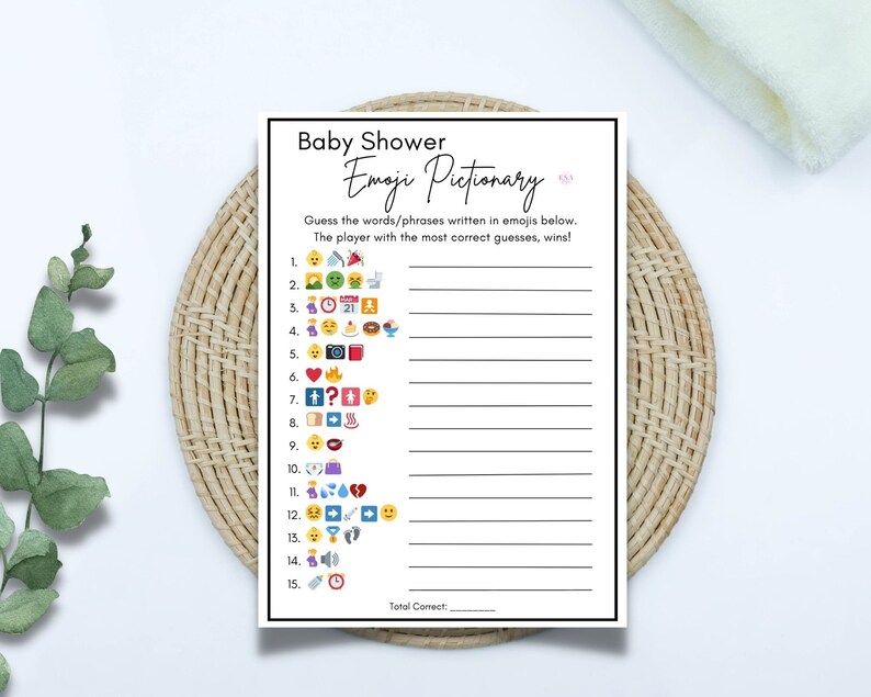 Emoji Baby Shower Game Emoji Pictionary Baby Shower Baby Etsy