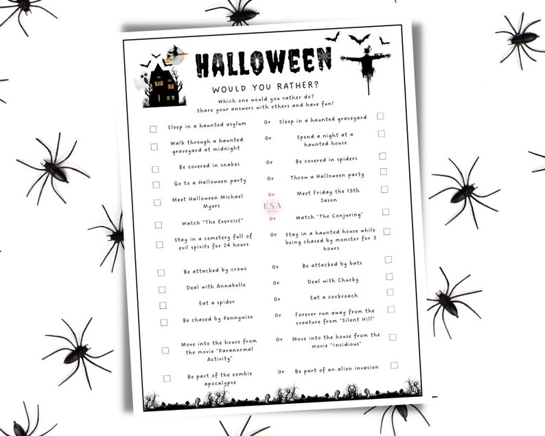 Would You Rather Printable Game, Spooky Halloween Party Game, Halloween Activity for Kids, Halloween This or That image 7