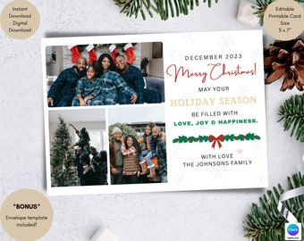 Christmas Cards Photo | Editable Christmas Cards | Christmas Cards Template | Photo Holiday Card | Family Christmas Card