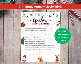 Christmas Movie Trivia | Christmas Game Printable | Christmas Games for Family | Christmas Games for Kids and Adults | Christmas Party Game