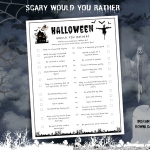 Would You Rather Printable Game, Spooky Halloween Party Game, Halloween Activity for Kids, Halloween This or That image 1