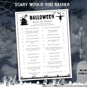 Would You Rather Printable Game, Spooky Halloween Party Game, Halloween Activity for Kids, Halloween This or That