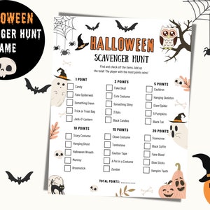 Halloween Scavenger Hunt Game: Printable Party Activity (PDF)