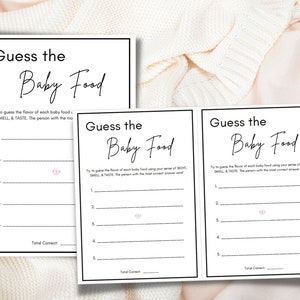 Baby Food Tasting Game Printable